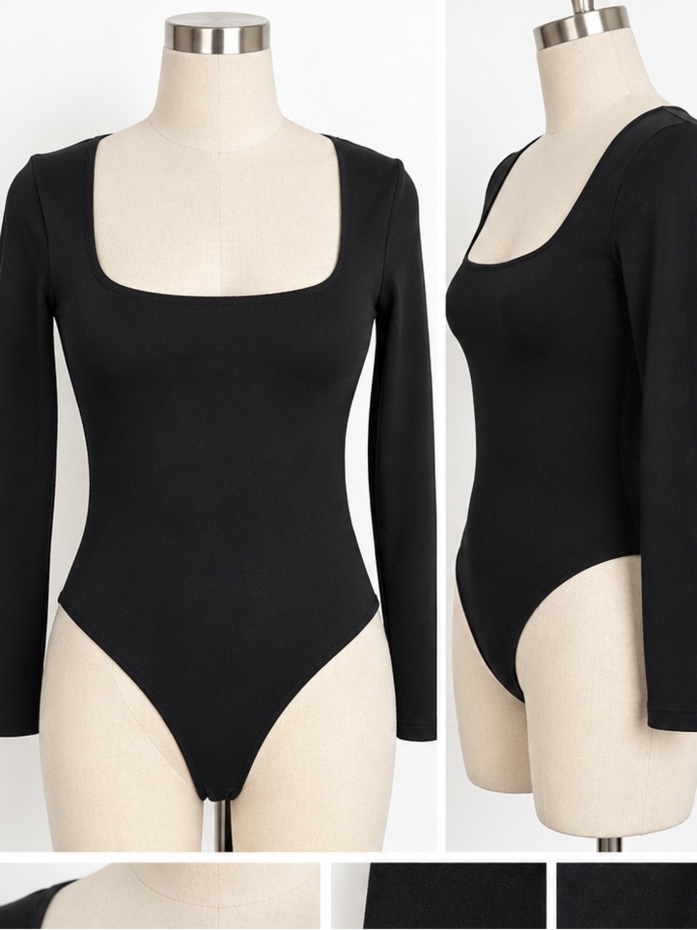 Intimately by Free People Black Long Sleeve Scoop Neck Bodysuit Size M